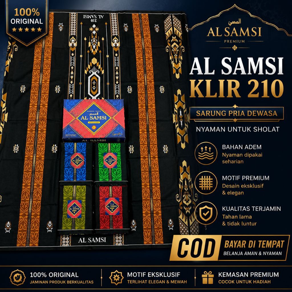 Sarung Al Samsi Klir 210 Original Sarung Pria Dewasa Adem Motif Premium