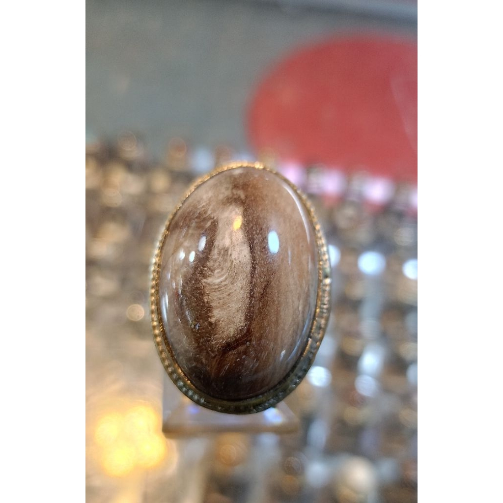 cincin Fosil Kelor motif jumbo.(Natural)