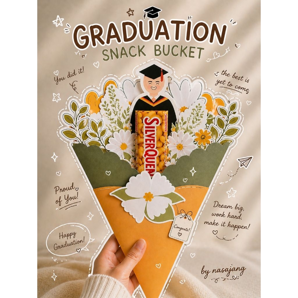 Buket Bunga Kertas (Graduation Snack Bucket) Hanya Buket