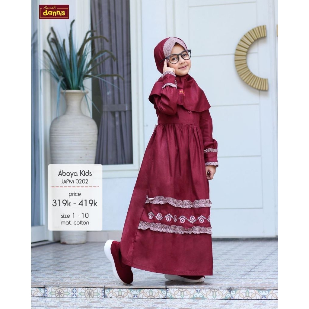 SIZE 4, 6 PROMO MUSLIM ANAK PEREMPUAN DANNIS JAPM 0202 WARNA MAROON/ SALE DANNIS / DANNIS ANAK PEREM