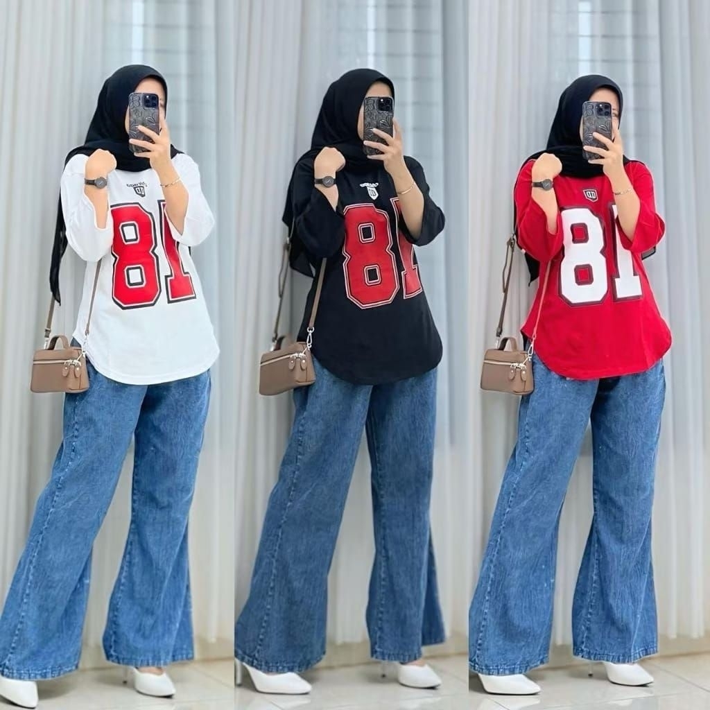 SETCEL JEANS JEVANNI MERAH PUTIH  SETCEL MERDEKA