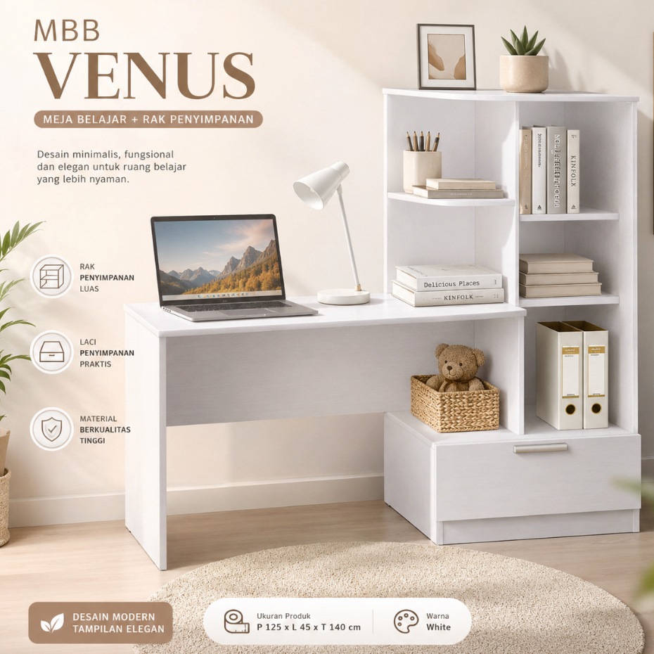 RF - MEJA BELAJAR MINIMALIS ESTETIK - MBB VENUS