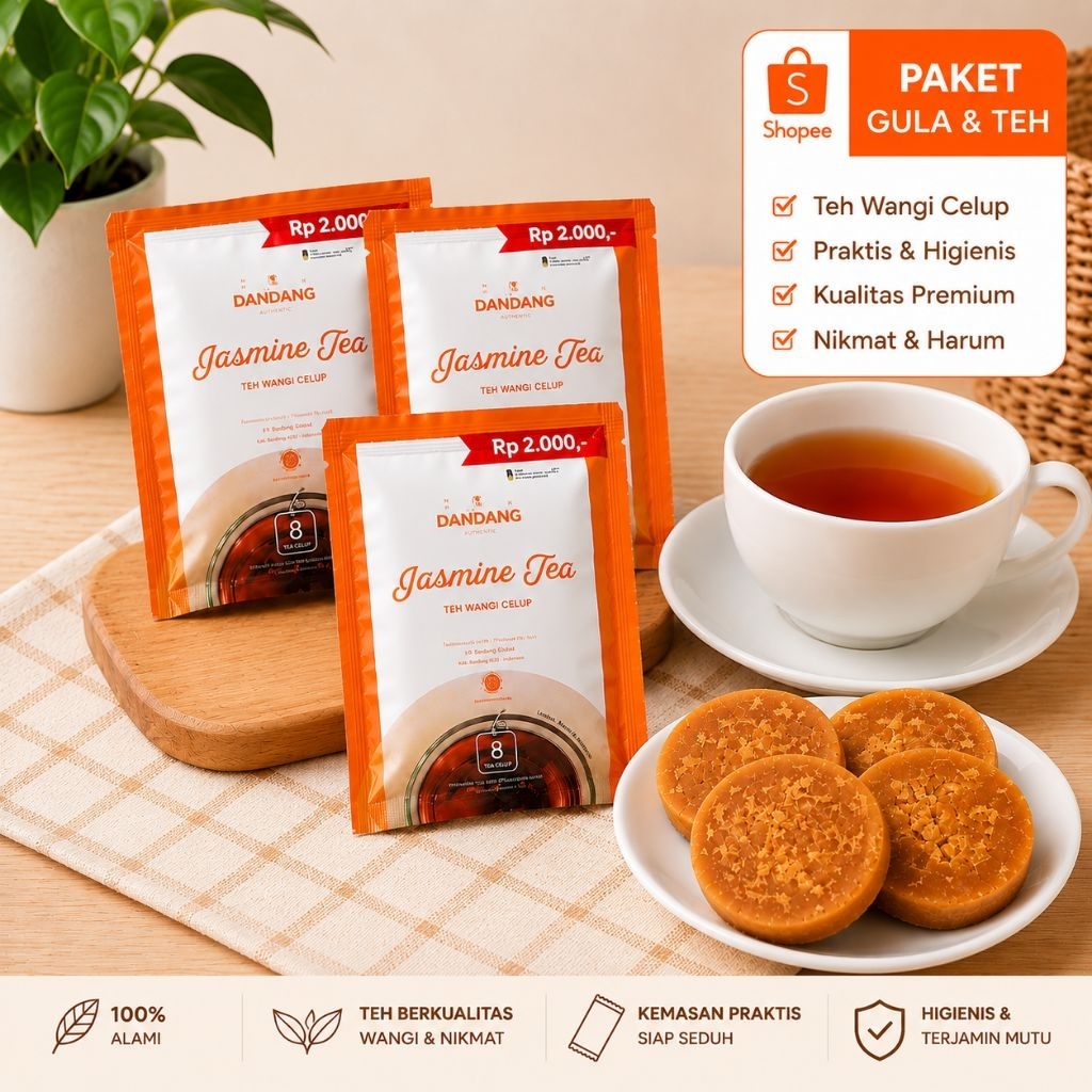 Paket Gula Aren Asli + Teh  Celup | 1 Keping Gula Aren & 1 Sachet Teh | Minuman Tradisional