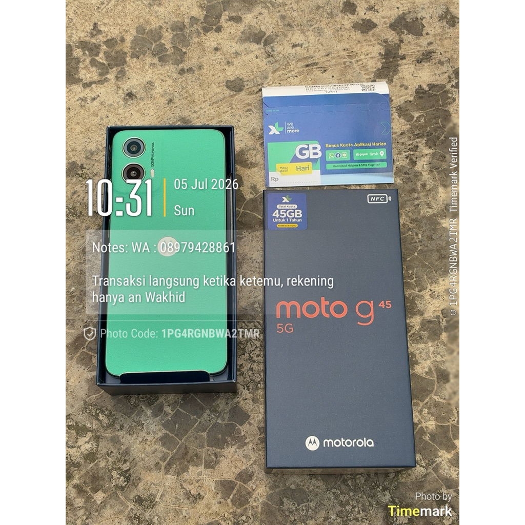 Preloved Motorola Moto G45 5G (8/256GB) Masih garansi/ Hp android handphone second bekas hp kota bog