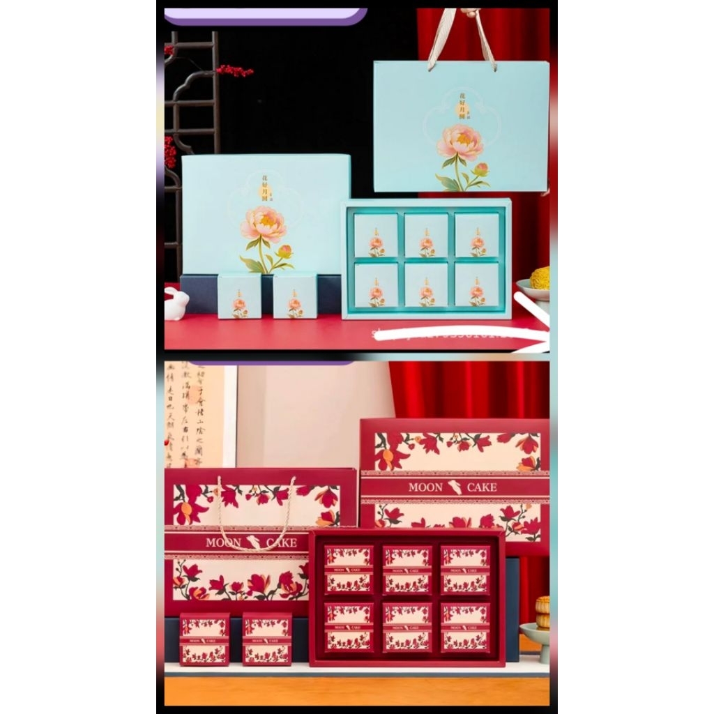 1 set Premium Box mooncake isi 6 kotak 100gr - 150gr box mooncake case 8cm box mooncake case 9cm box