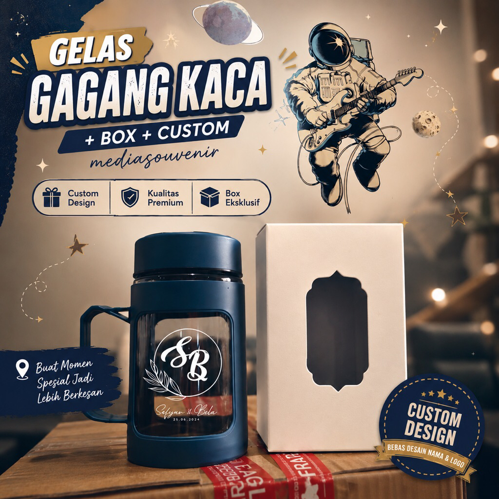 Gelas Kaca Gagang SOUVENIR WEDDING DAN KANTOR