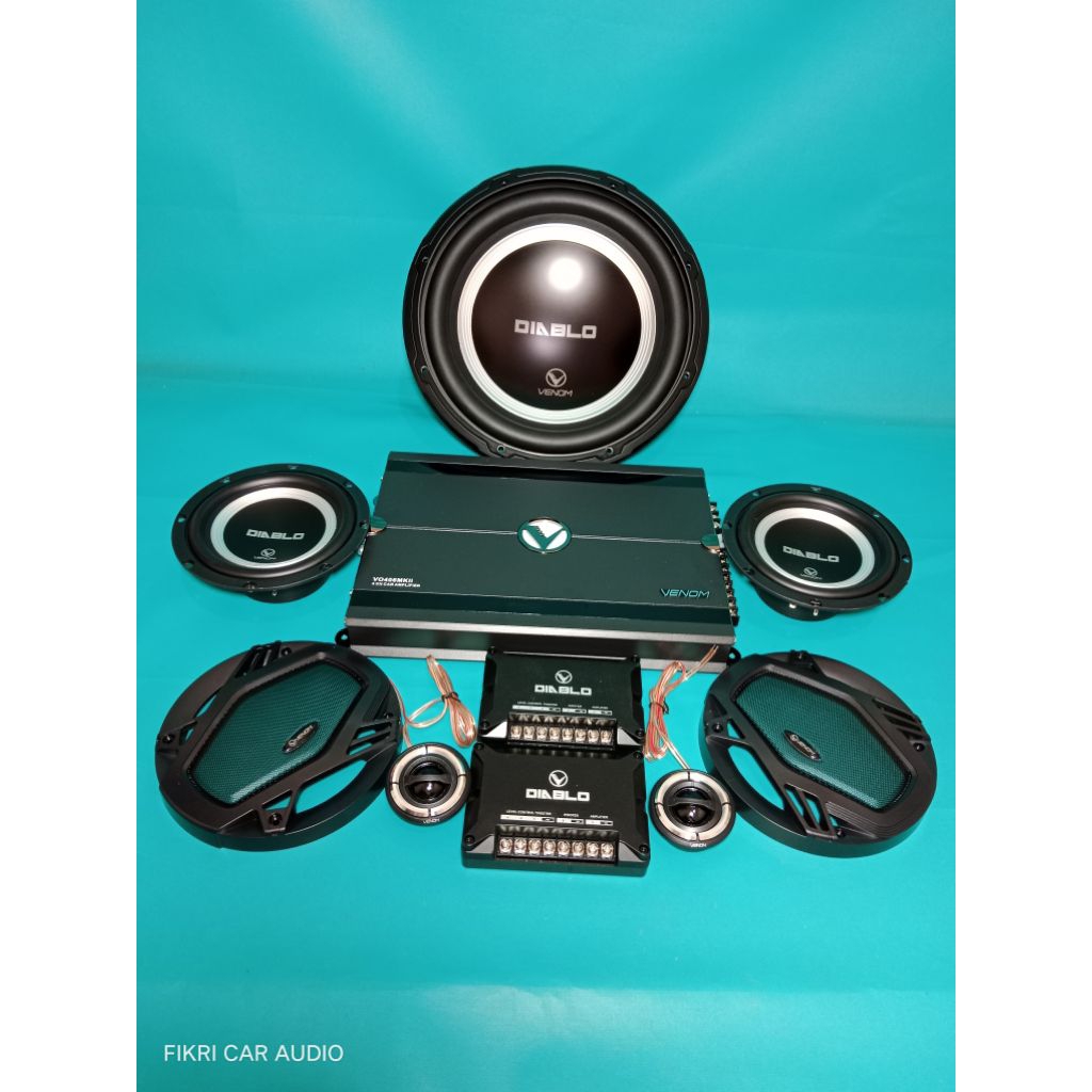 Power VENOM DIABLO VO-406MKII 4 Channel & Subwoofer VENOM DIABLO VX-12D 12" & Speaker Split VENOM DI
