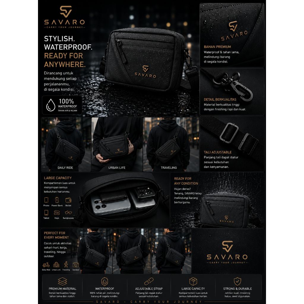 SAVERO - Handbag | TAS SELEMPANG | TAS SELEMPANG | TAS WATERPROOF | TAS KECIL