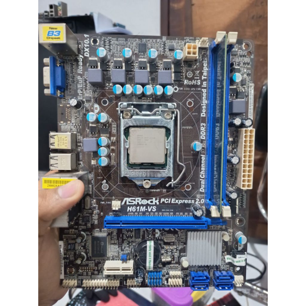 [PAKET MOBO + PROCI] Motherboard CPU PC Asrock H61M-VS + CPU Prosesor Intel Core i3-2120