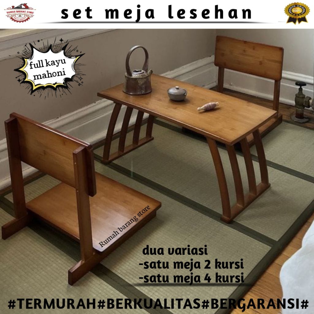 Meja lesehan kayu minimalis set kursi lesehan set meja ruang tamu lesehan 1set tempat duduk lesehan 