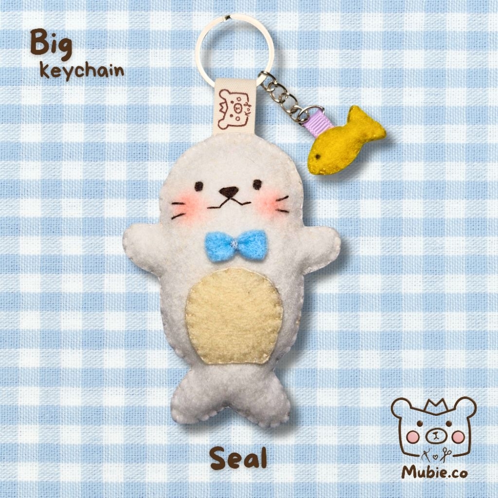 Seal Keychain Flanel Felt Keychain | Seal Flannel Keychain Lucu | Handmade Flanel Keychain | Trinket
