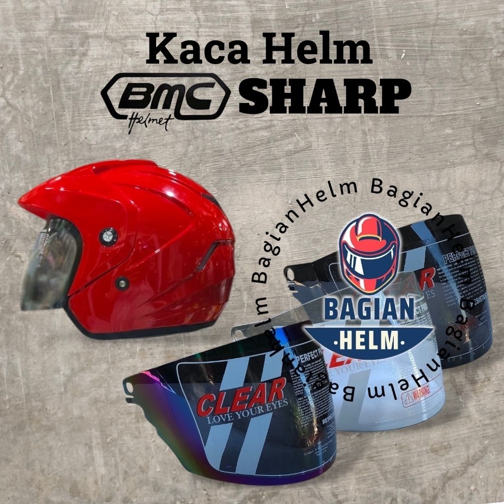 BAGIANHELM Kaca Helm BMC SHARP Visor Helmet Bmc Sharp Pelangi Bening Hitam