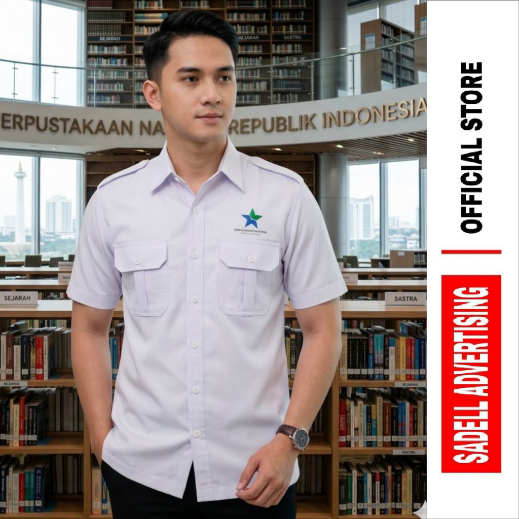 Kemeja PERPUSTAKAAN NASIONAL RI Lengan Panjang / Pendek / Baju Kerja Perpustakaan Nasional RI / Sera