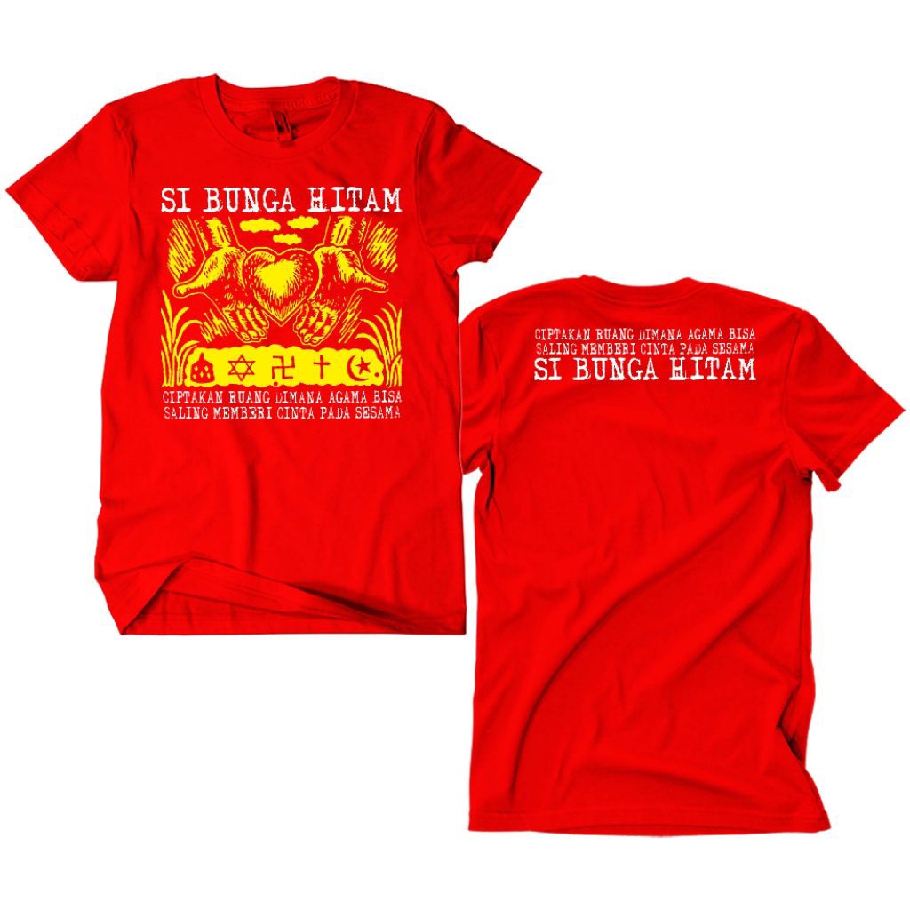 Kaos Band Punk Bunga Hitam - Si Bunga Hitam merah