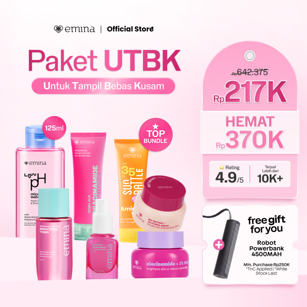 [BRIGHT GLOW SET] EMINA Bundle All in 7in1 Face Wash + Toner Wajah + Serum Brightening + Moisturizer