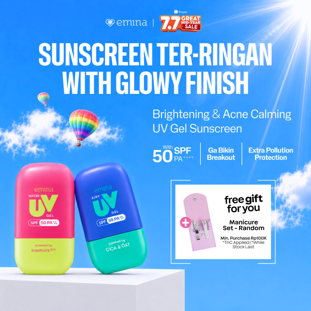 [NEW] EMINA Sunscreen UV Gel SPF 50 PA++++ Series - Sunscreen Wajah, Sunscreen Gel Acne, melindungi 