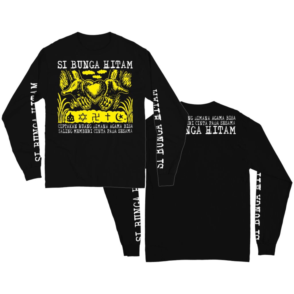 Kaos Band Punk  Bunga Hitam - Si Bunga Hitam hitam Lengan Panjang