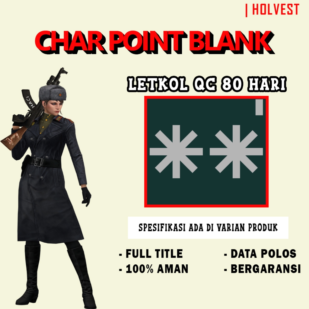 CHAR POINTBLANK / CHAR PB - LETKOL QC 80 HARI FULL TITLE | DATA POLOS | AKUN POINTBLANK | GAME PC
