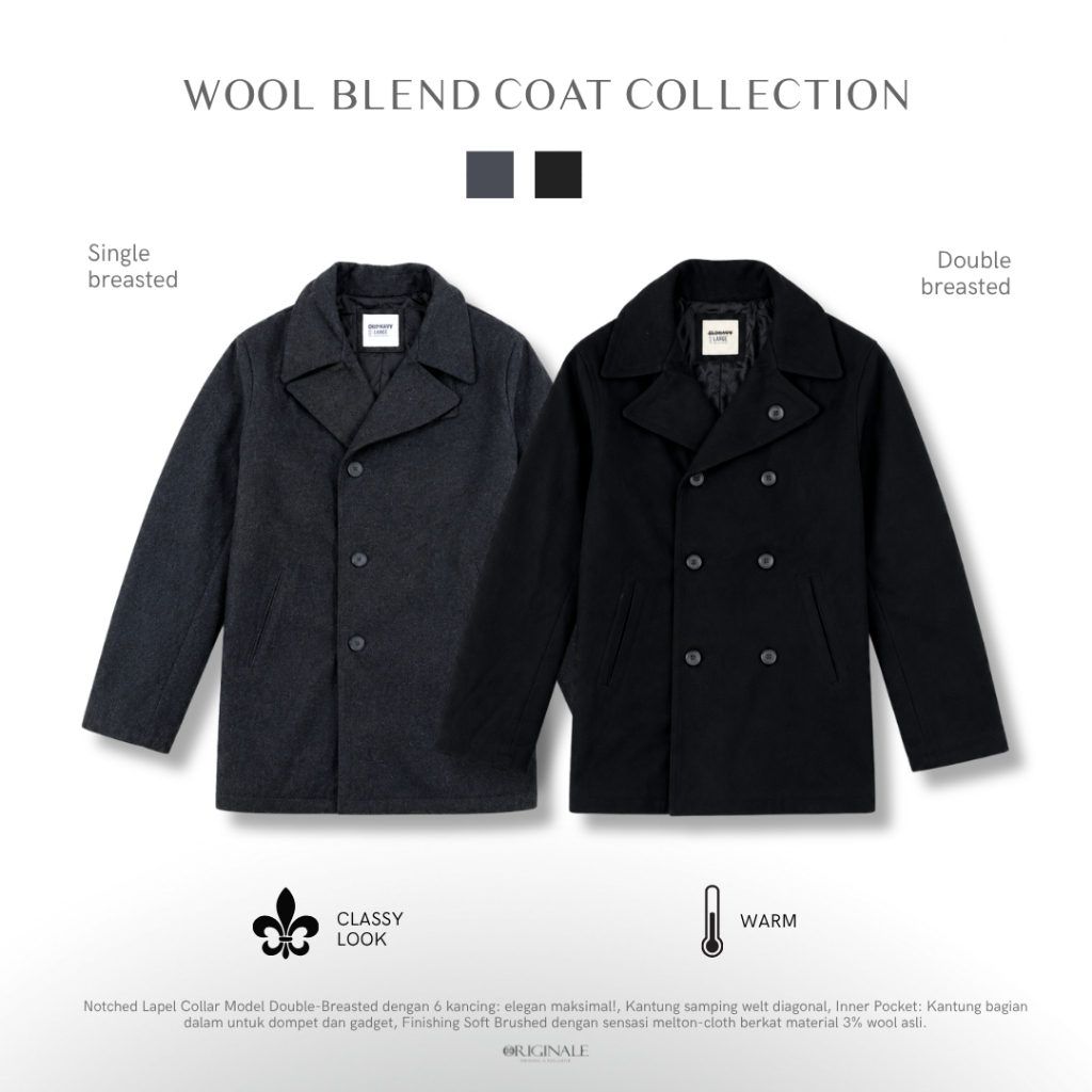 Coat Pria | Wool Coat Pria - Double Breasted Wool Blend
