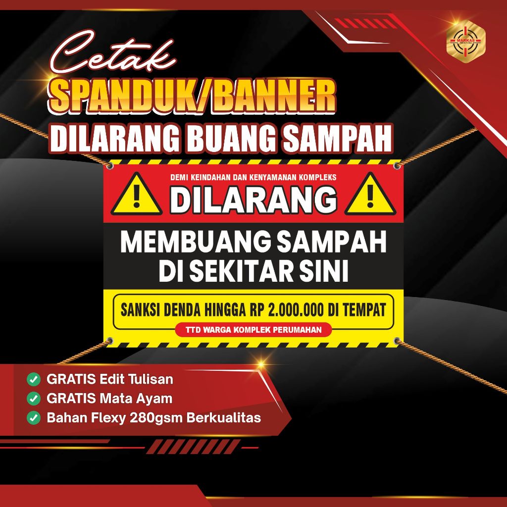 Spanduk Dilarang Buang Sampah Custom Nama Perumahan Gratis Edit