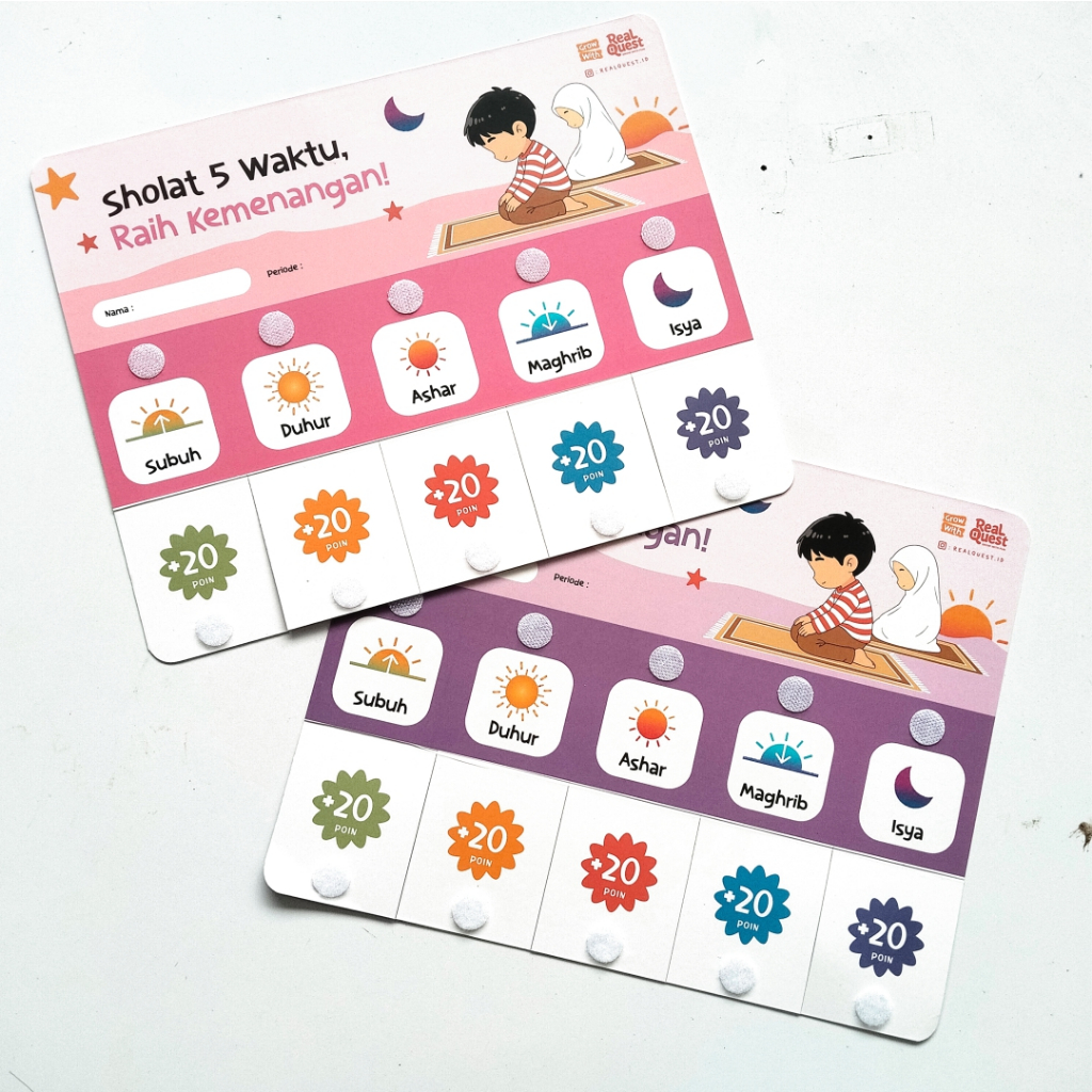 Checklist Board Anak | Latih Kebiasaan Sholat 5 Waktu