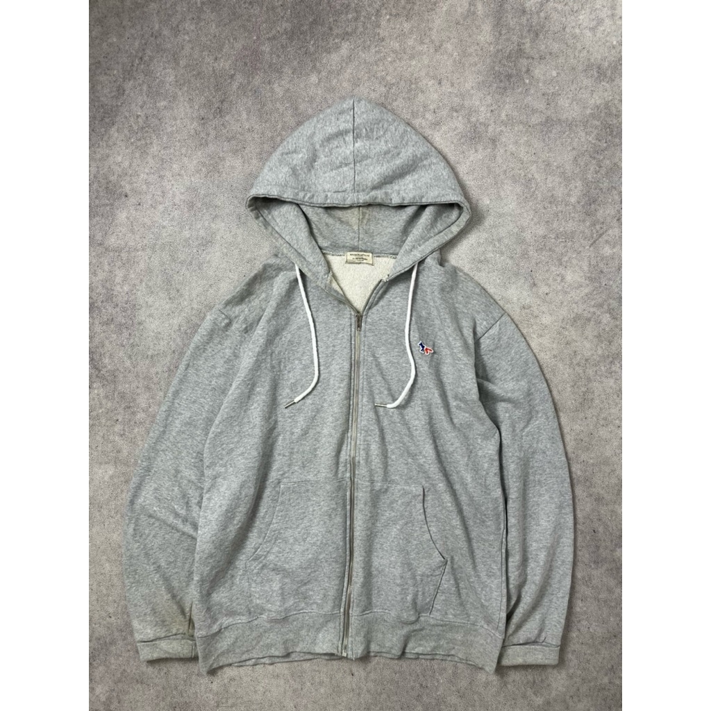 MAISON KITSUNE tricolor fox patch zip hoodie jacket