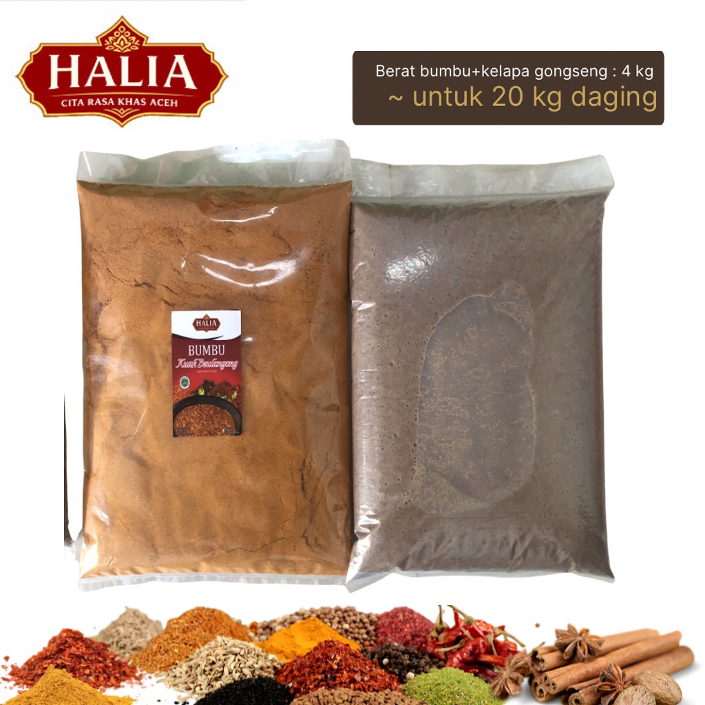 Bumbu kering Aceh kuah beulangong untuk 20 kg daging + kelapa gongseng | 4000 gr