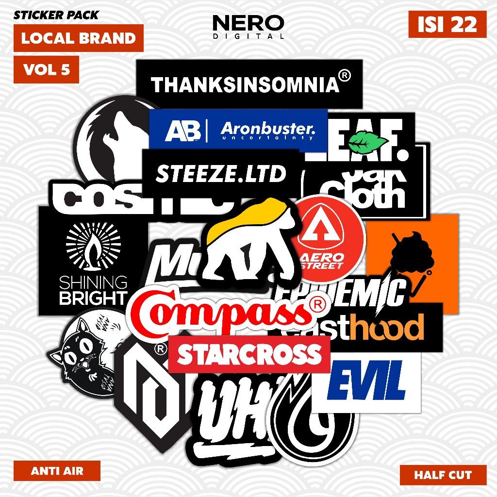 Sticker Pack LOCAL BRAND VOL 5 | Isi 22 PCS | Cosmic Leaf Thanksinsomnia | Paket stiker helm hp lapt