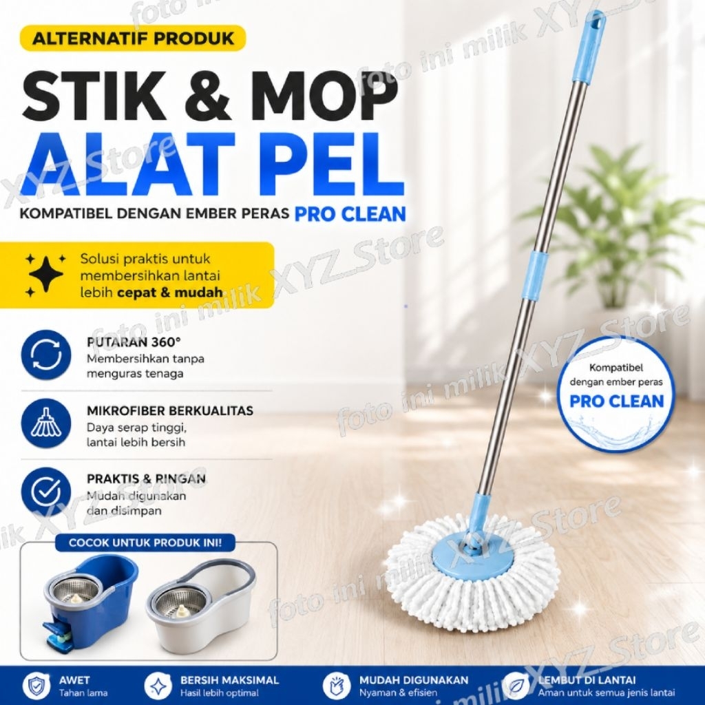 Alternatif Stik Spin Mop Untuk PROCLEAN. Refil Mop Proclean, Alat Pel. Refil microfiber