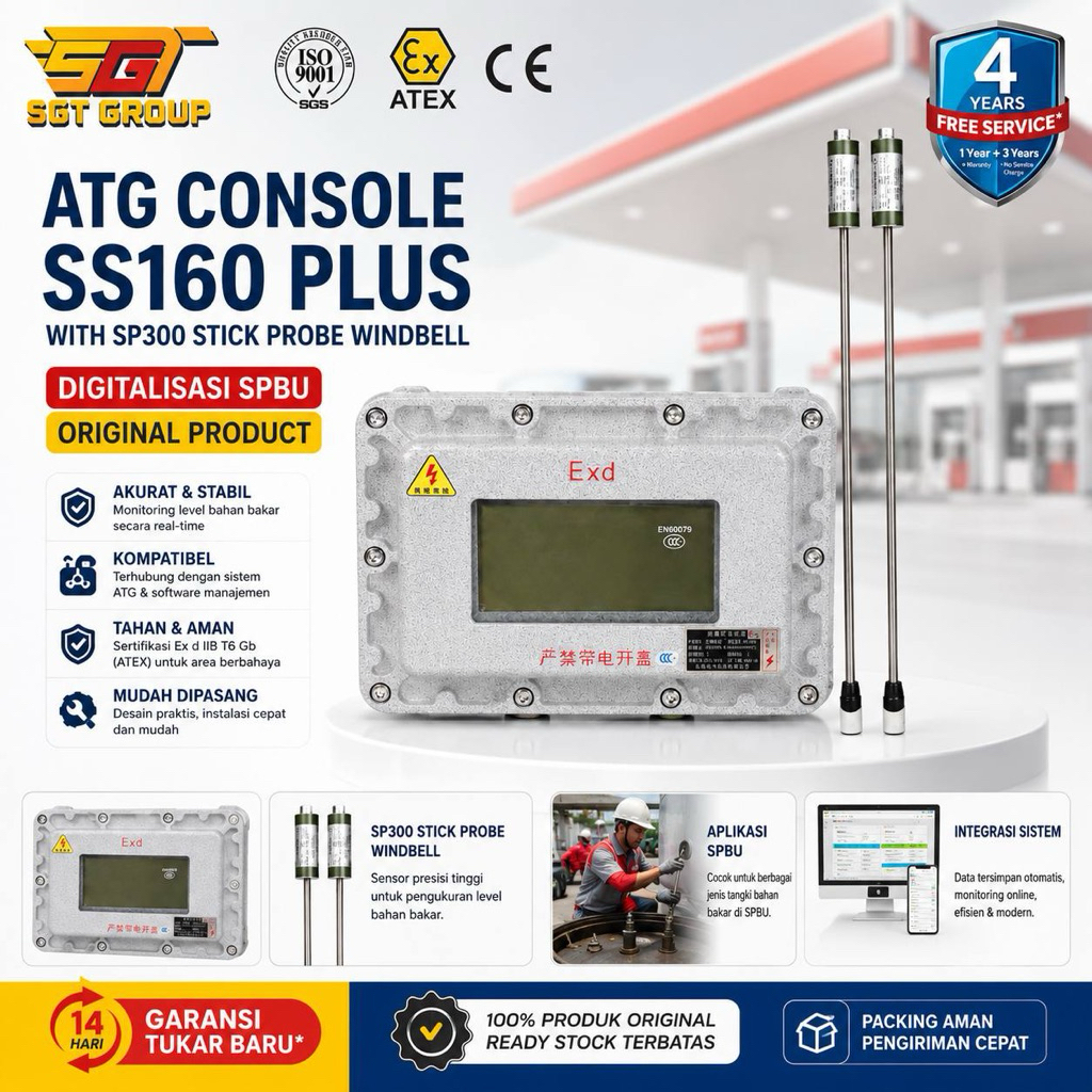 ATG Console SS160 Plus SP300 Stick Probe Windbell Automatic Tank Gauge Digitalisasi SPBU Fuel Tank M