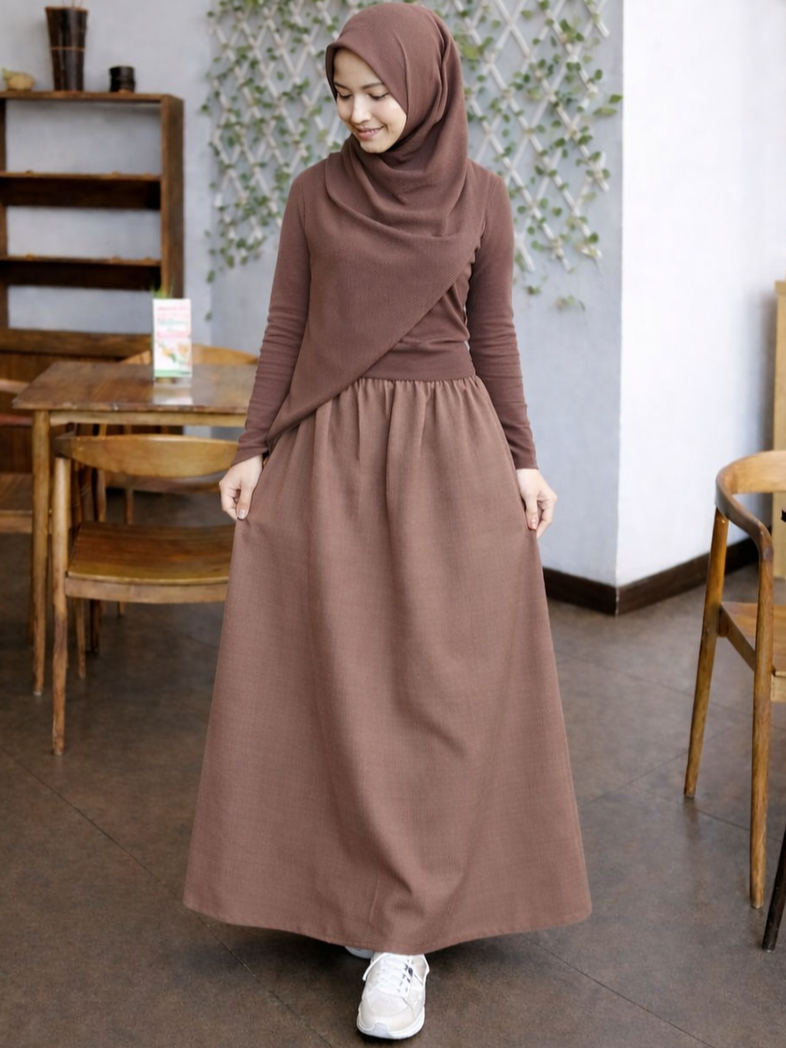Rok Kerja Panjang Muslimah Original AMUNZEN Polos Full Karet (Produsen Rok Kerja Wolfis Balotelli)