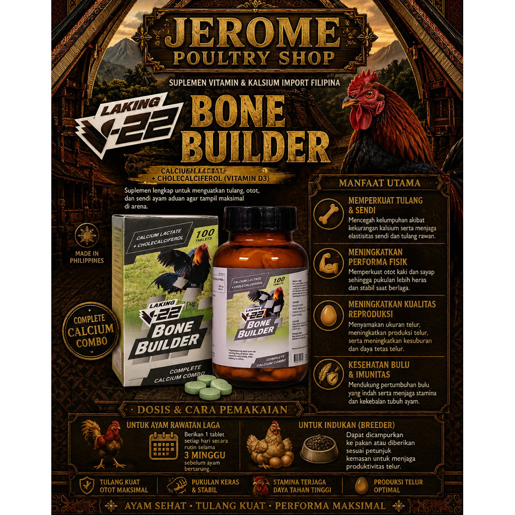 V22 BONE BUILDER VITAMIN AYAM ISI 100 TABLET
