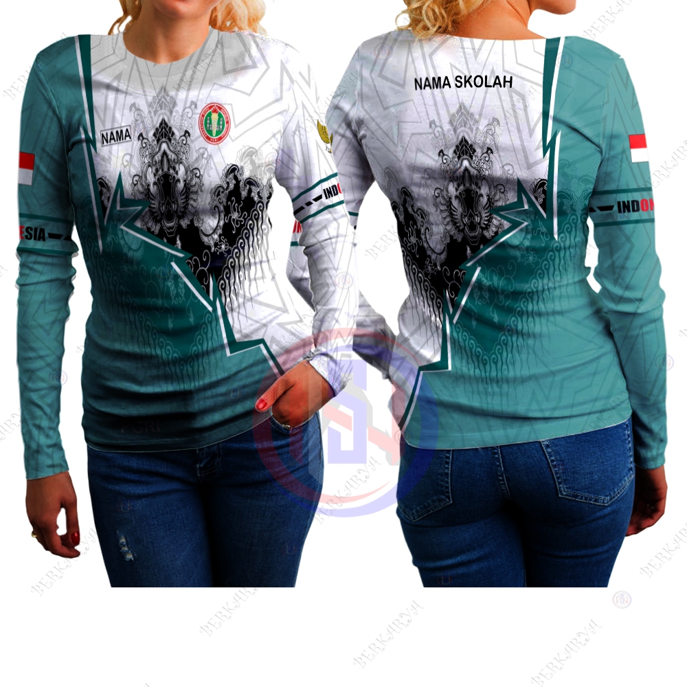 Baju PGRI /Kaos Wanita PGRI || Kaos Guru Olahraga Motif Batik PGRI || Kaos PGRI lengan panjang