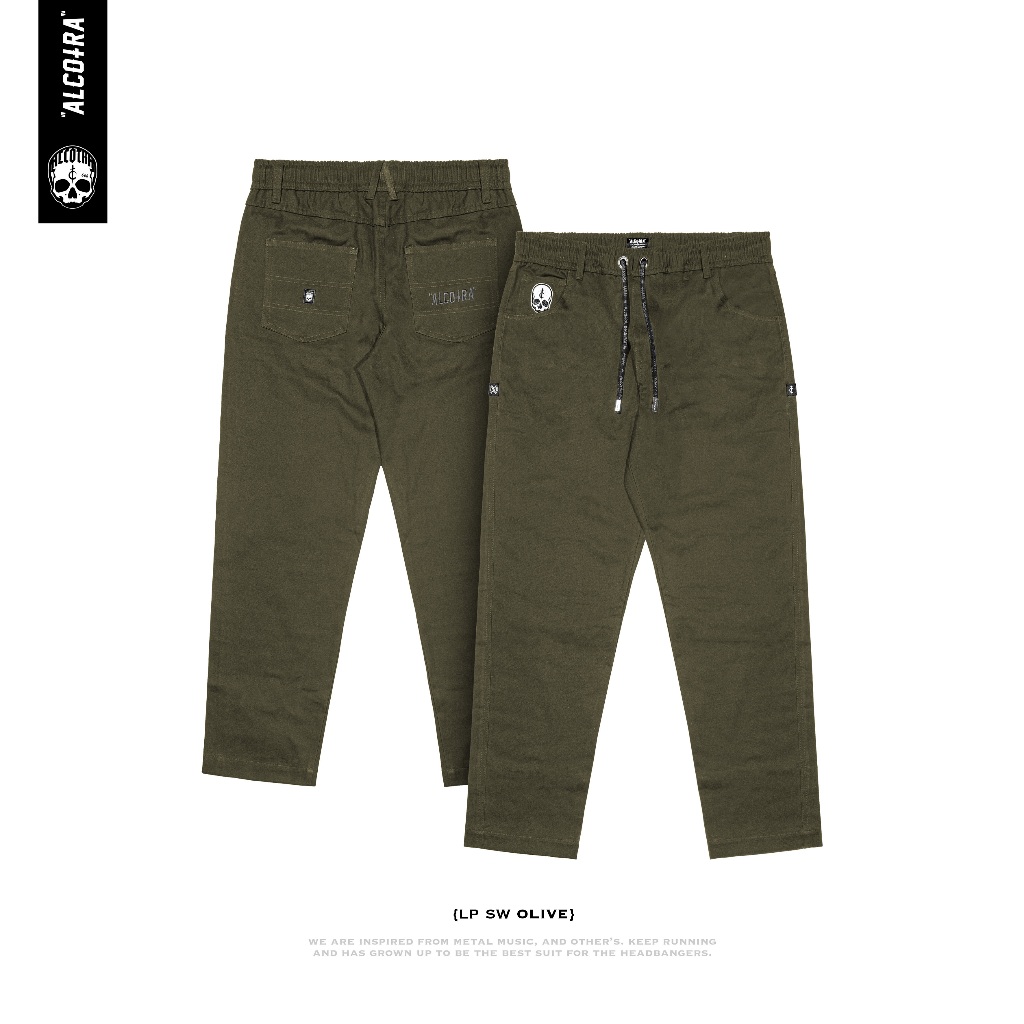LP SW OLIVE // LONG PANTS STRETCH WAIST OLIVE // CELANA PANJANG ALCOTRA