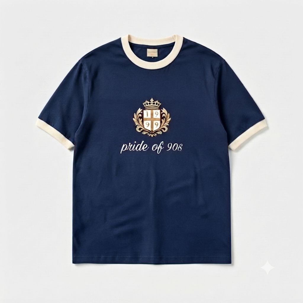 ​Kaos Pria Casual Distro Ringer Tee 90s Style Original Combed 30s Navy