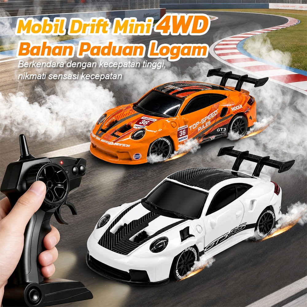 Desktop RC Drift Full Propo Mobil Drift Remote Control 4WD Alloy Mini RC Drift 1:64 Gyro