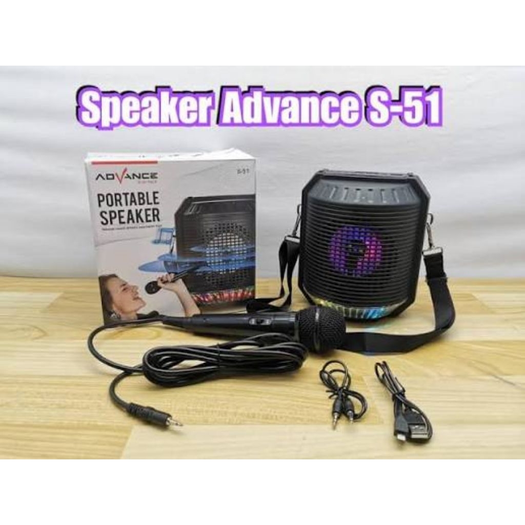 ADVANCE S51 Portable Speaker + Microphone Bluetooth Mini Karaoke Radio USB speker spiker pinggang