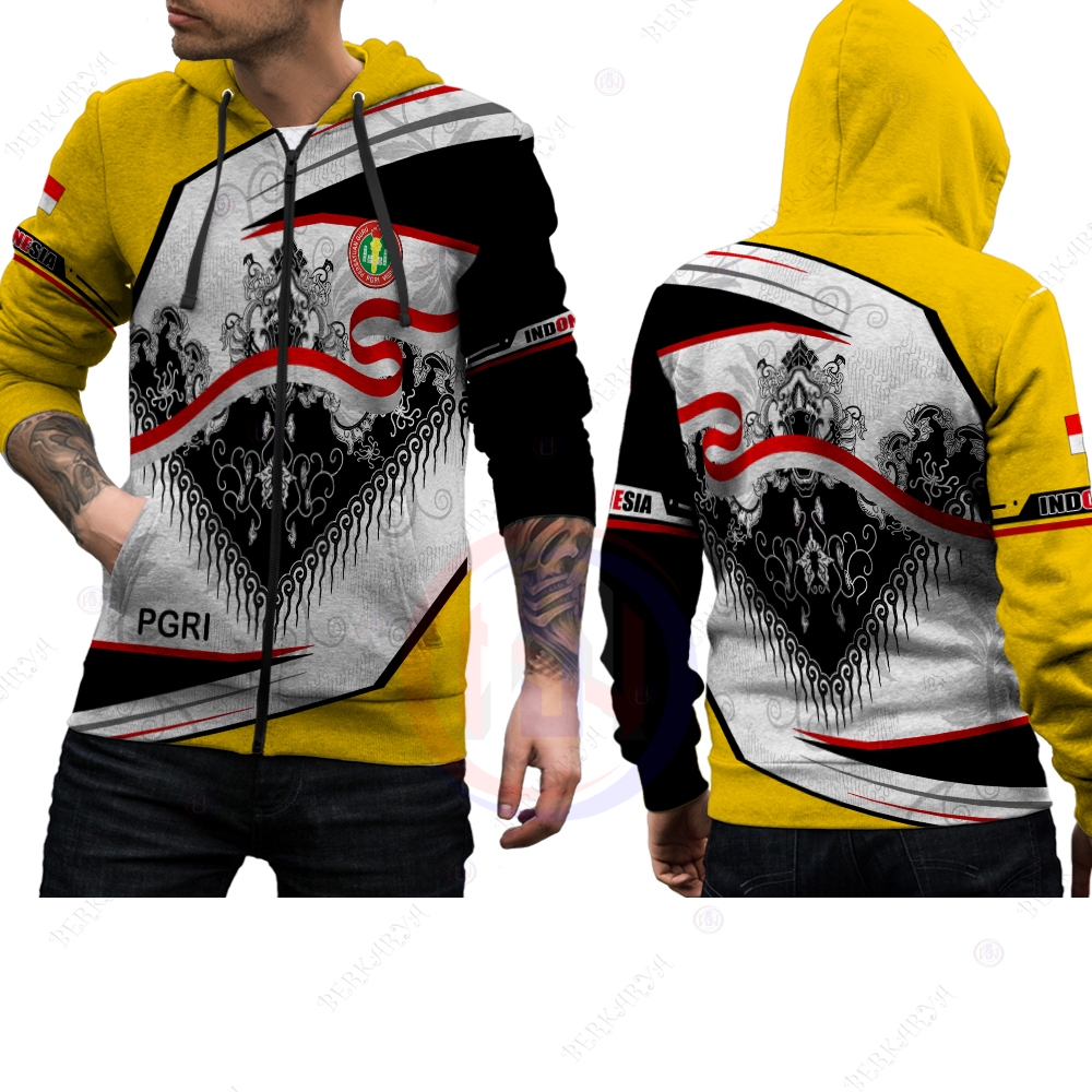 Jaket Hoodie Zipper PGRI /Jaket Unisex PGRI Fullprinting Terbaru Premium