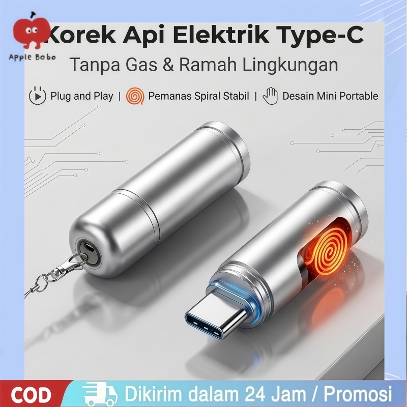 Pemantik Rokok Elektronik Tipe C OTG HP Paduan Aluminium Portable Mini USB Charger Korek Api Elektri