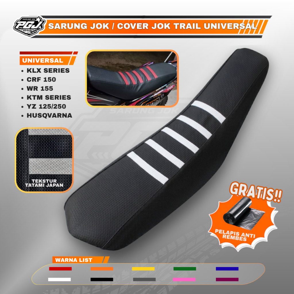 [COD] B Sarung Kulit Jok Cover Hitam SUPERMOTO TRAIL GTX Sarung Bungkus Jok CRF KLX GORDON Cover Sea