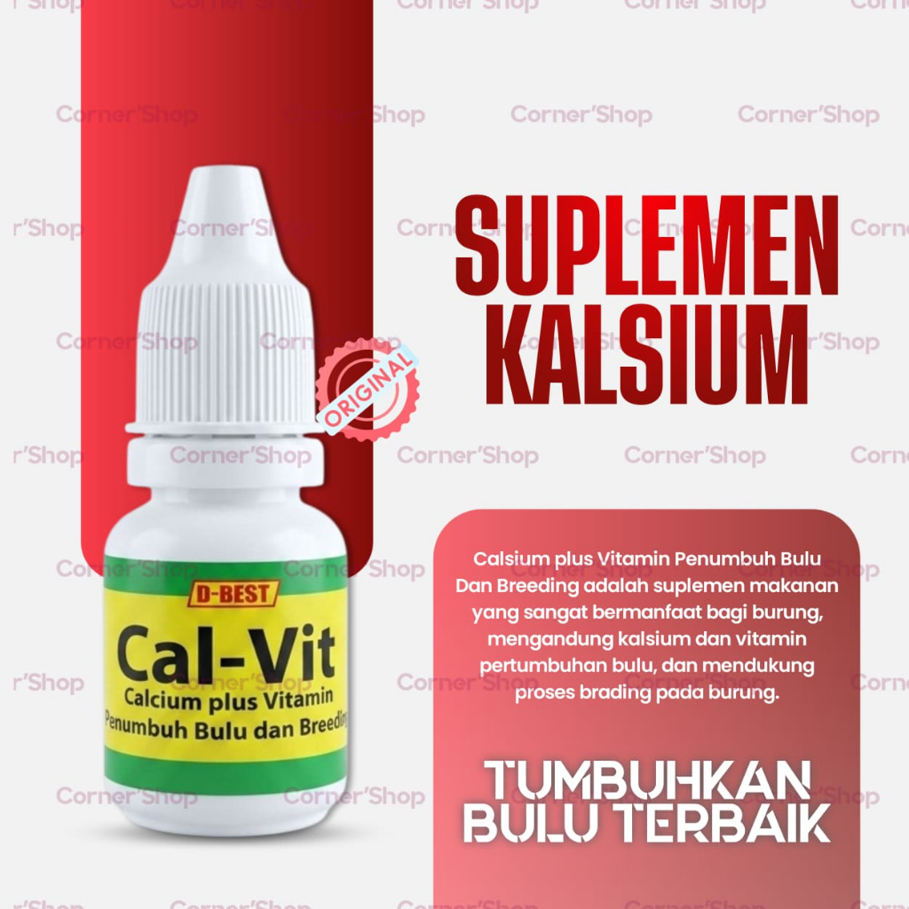 CAL-VIT D-BEST 10 ml – Kalsium Plus Multivitamin, Bantu Pertumbuhan Bulu & Performa Breeding