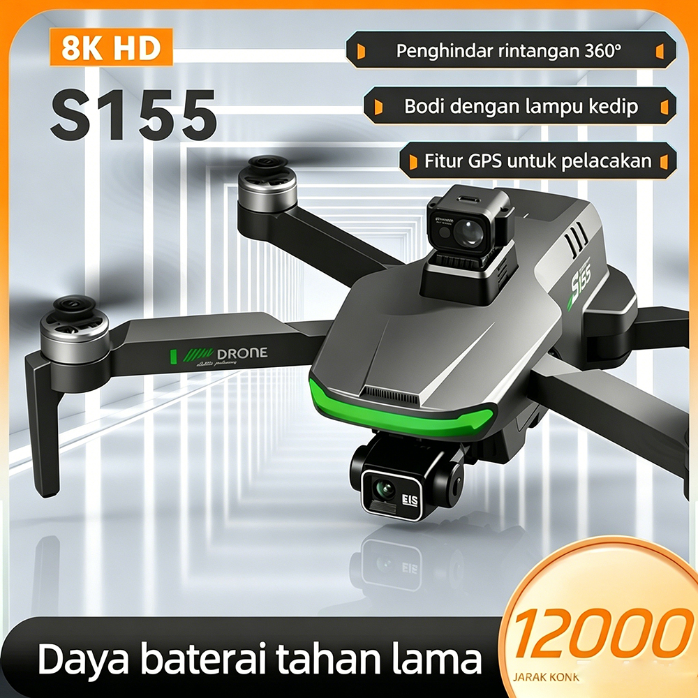 S155 GPS Drone Dinamo brushless relai 5G  tahan angin kencang Laser penghindar rintangan  3-Axis Gim