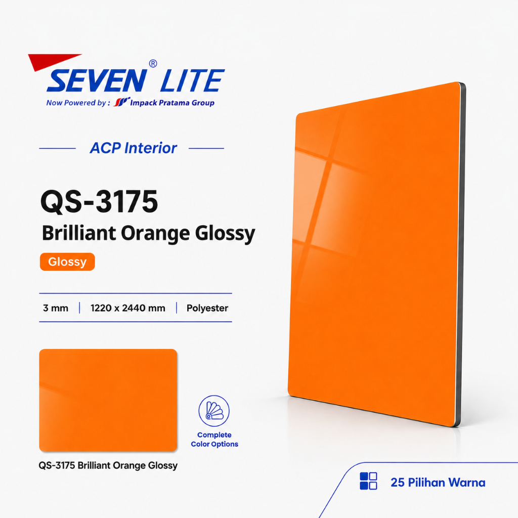 Seven Lite ACP Panel Aluminium 3mm PE 0.05 Komposit Interior 1220x2440 -  Glossy Series