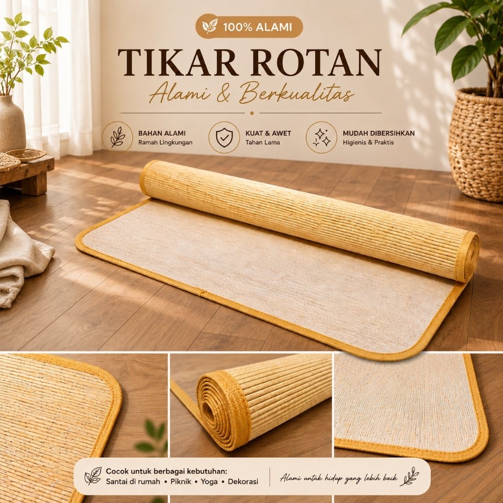 [140x200] Tikar Rotan Kalimantan Gulung