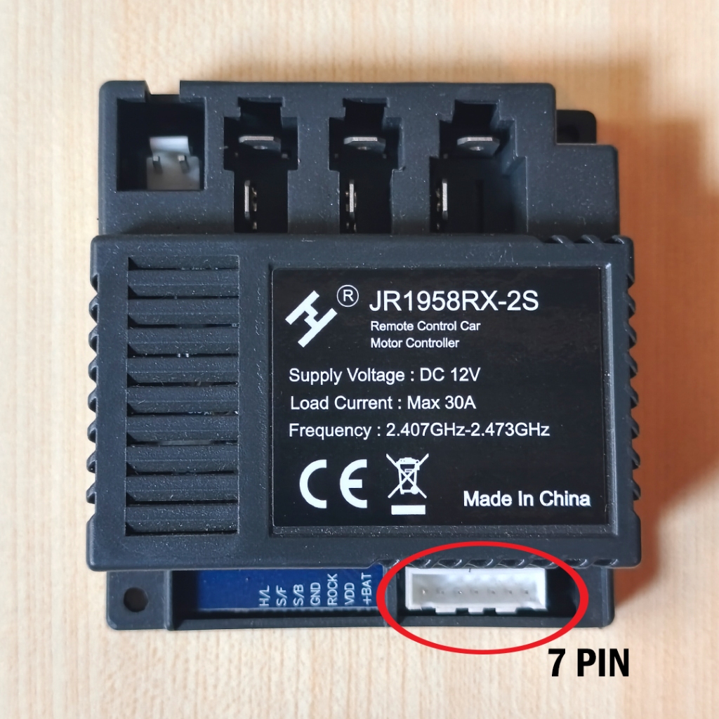 MODUL RECEIVER MOBIL AKI ANAK JR1958RX-2S 12V 7 PIN 30A CONTROLLER KOTAK HITAM MOBILAN MAINAN REMOT 