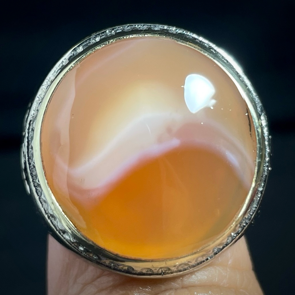 Cincin Batu Akik Yaman Madu Motif Yin Yang Natural Asli Ring Alpaka Ring Size 8 Ukuran Batu 19×18×6 