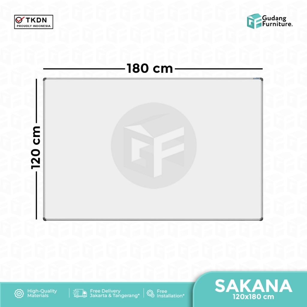 Whiteboard / Papan Tulis Magnetic SAKANA 120x180 cm ( Single Face )
