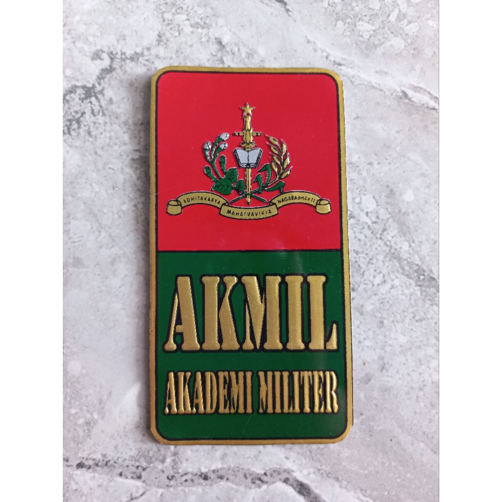 STICKER PLAT MOBIL ALUMINIUM LOGO AKADEMI MILITER (AKMIL) BERDIRI TIMBUL- STICKER PLAT MOBIL ALUMINI