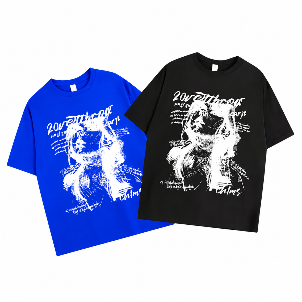 WENZ T-Shirt Lost Between Tomorrows Vintage Retro Graphic Tee Oversize Unisex Pria Wanita