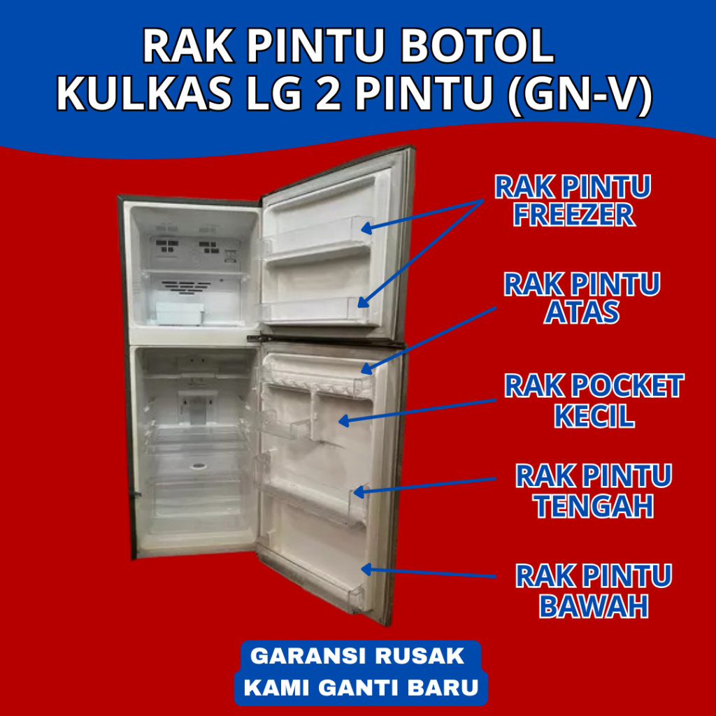 RAK PINTU KULKAS LG 2 PINTU TYPE GNV - RAK BOTOL KULKAS LG GN-V 2 PINTU CUSTOM AKRILIK AWET KUAT TAH